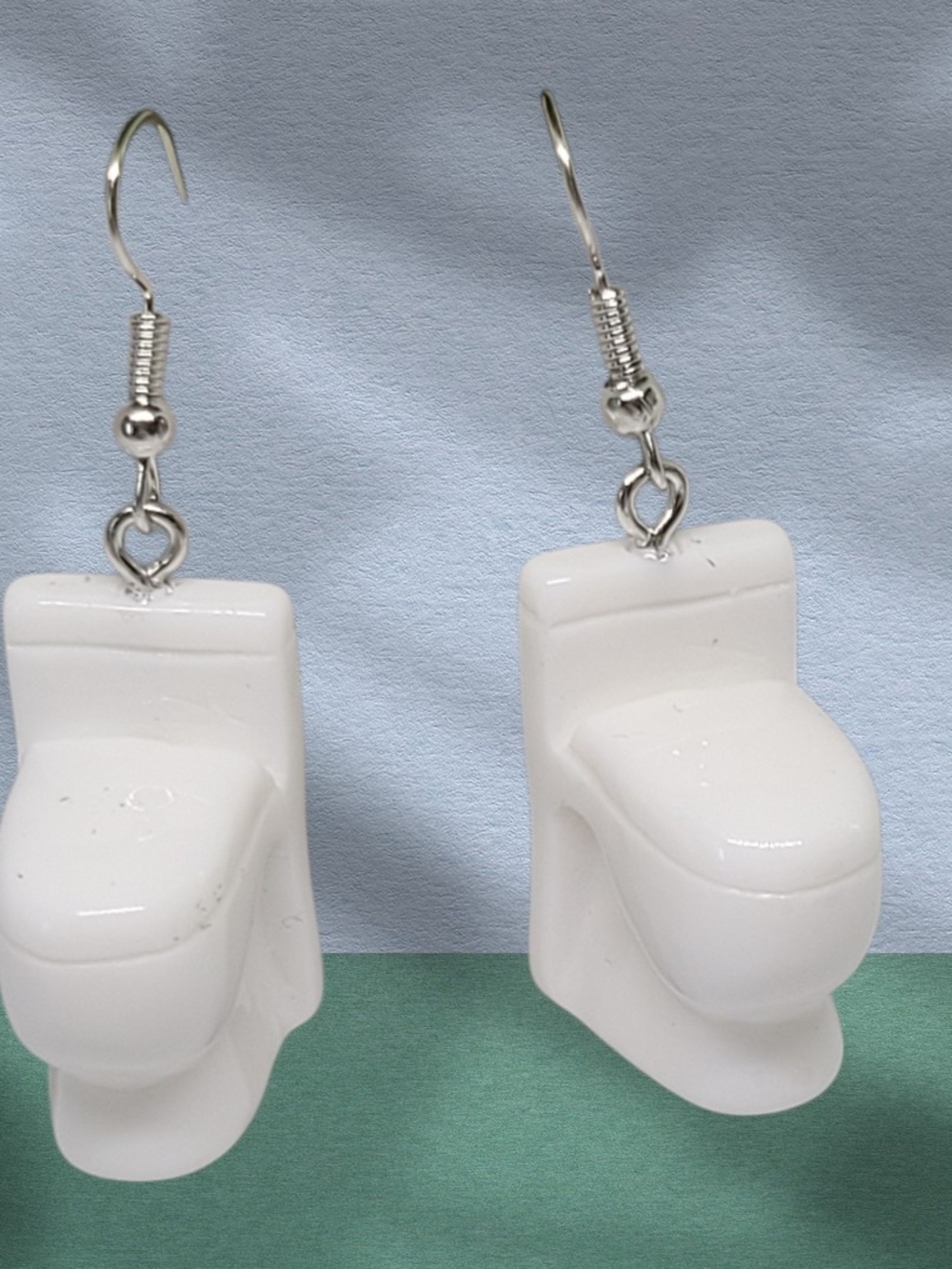 White Toilet Novelty Earrings - Fun Bathroom-Themed Jewelry